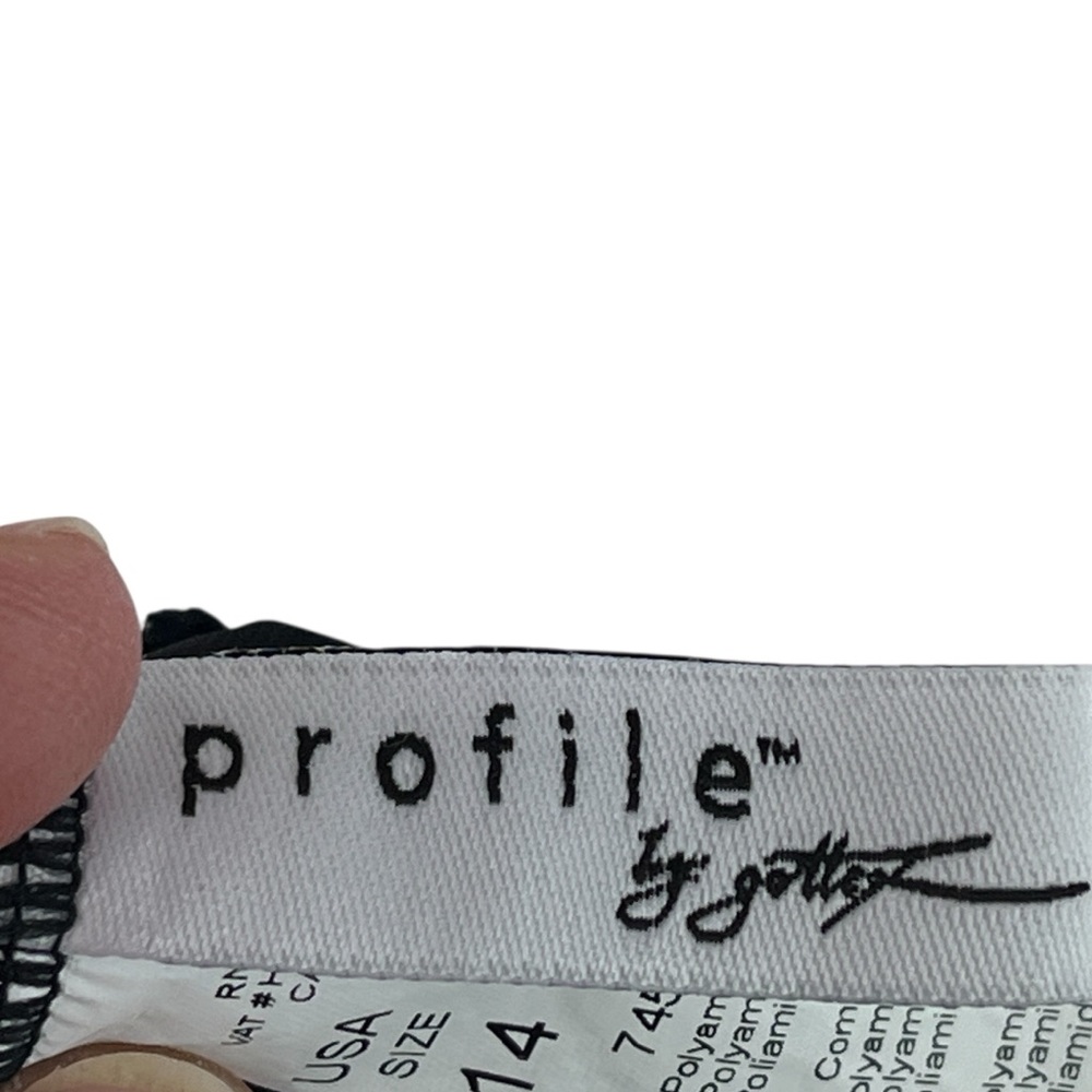 Profile by Gottex Marble Print One-Piece Swimsuit Black White Sz 14 - Picture 12 of 14